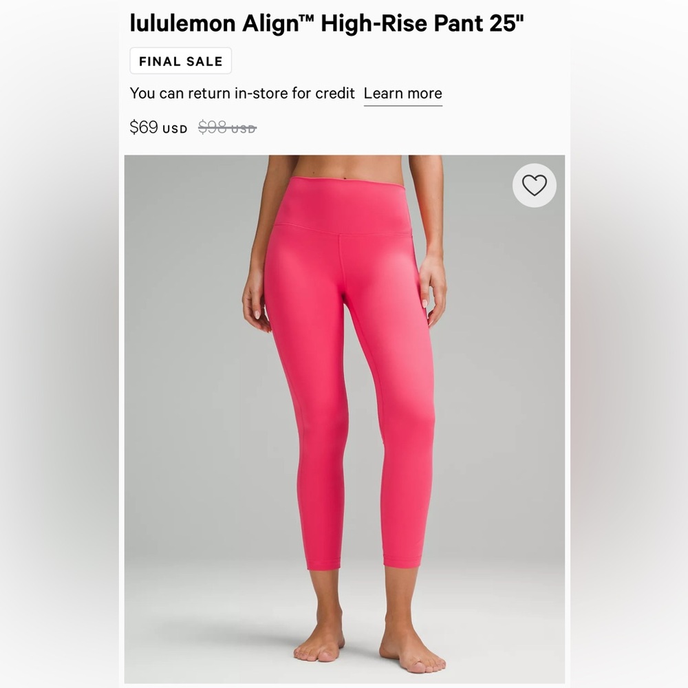 Lululemon Align HR 25” sz4